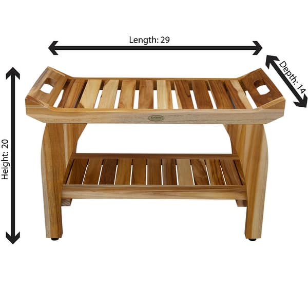 EcoDecors Tranquility 30inch, Teak Shower Bench, Teak Bench Shower